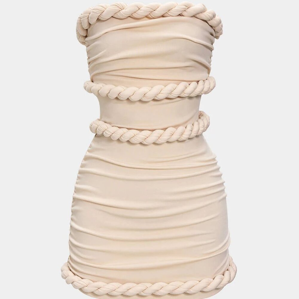 Micas twist knot Strapless Dress NWT S